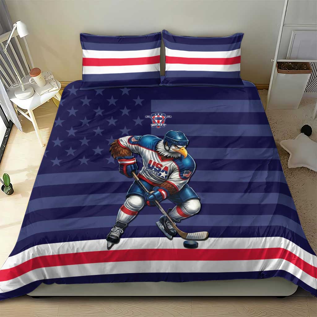 USA Ice Hockey Bedding Set United States Eagle Mascot Style