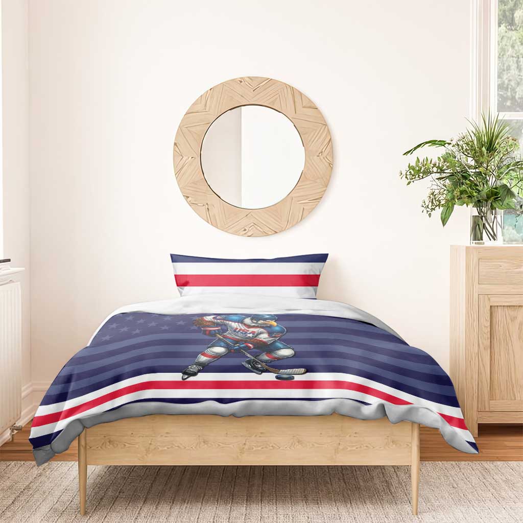 USA Ice Hockey Bedding Set United States Eagle Mascot Style