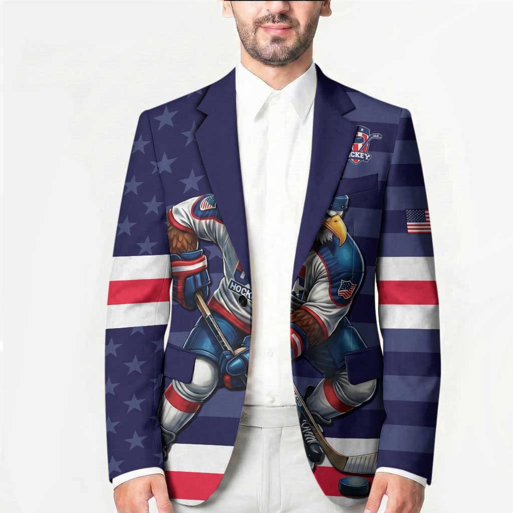 Custom USA Ice Hockey Blazer United States Eagle Mascot Style