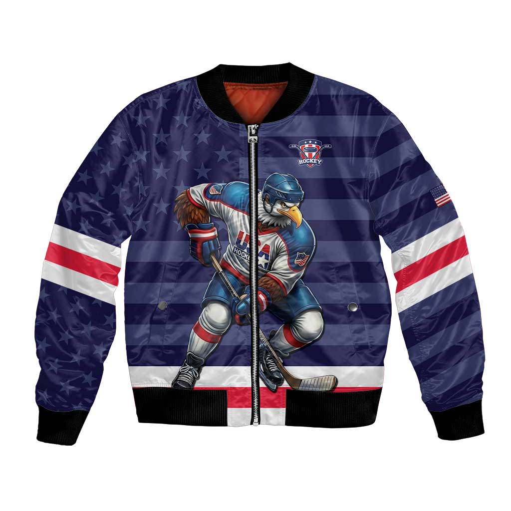 Custom USA Ice Hockey Bomber Jacket United States Eagle Mascot Style