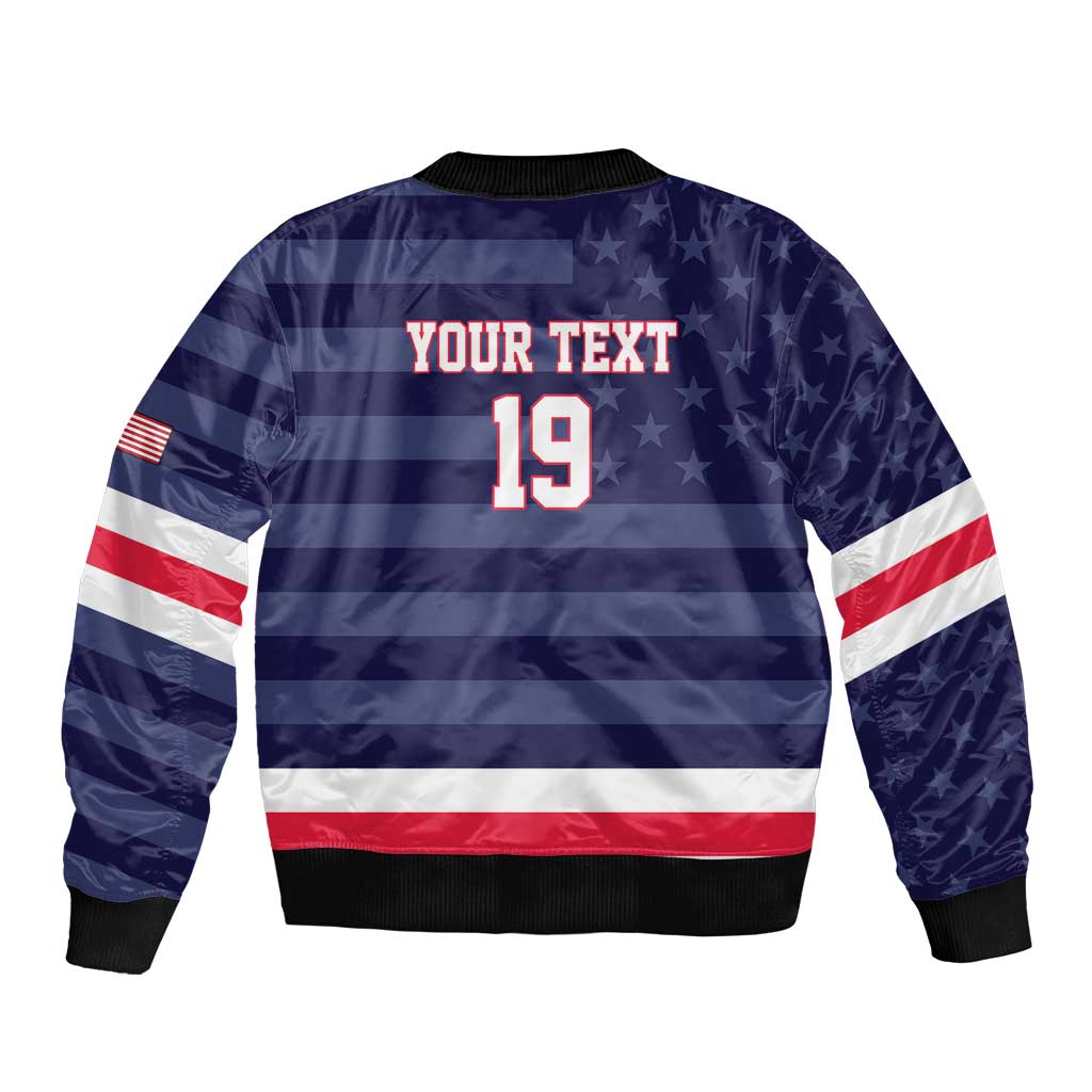 Custom USA Ice Hockey Bomber Jacket United States Eagle Mascot Style