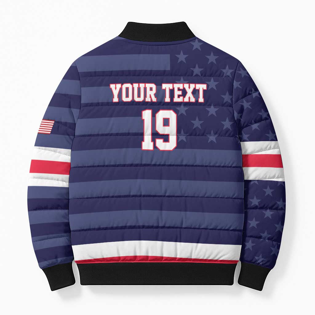 Custom USA Ice Hockey Bomber Puffer Jacket United States Eagle Mascot Style