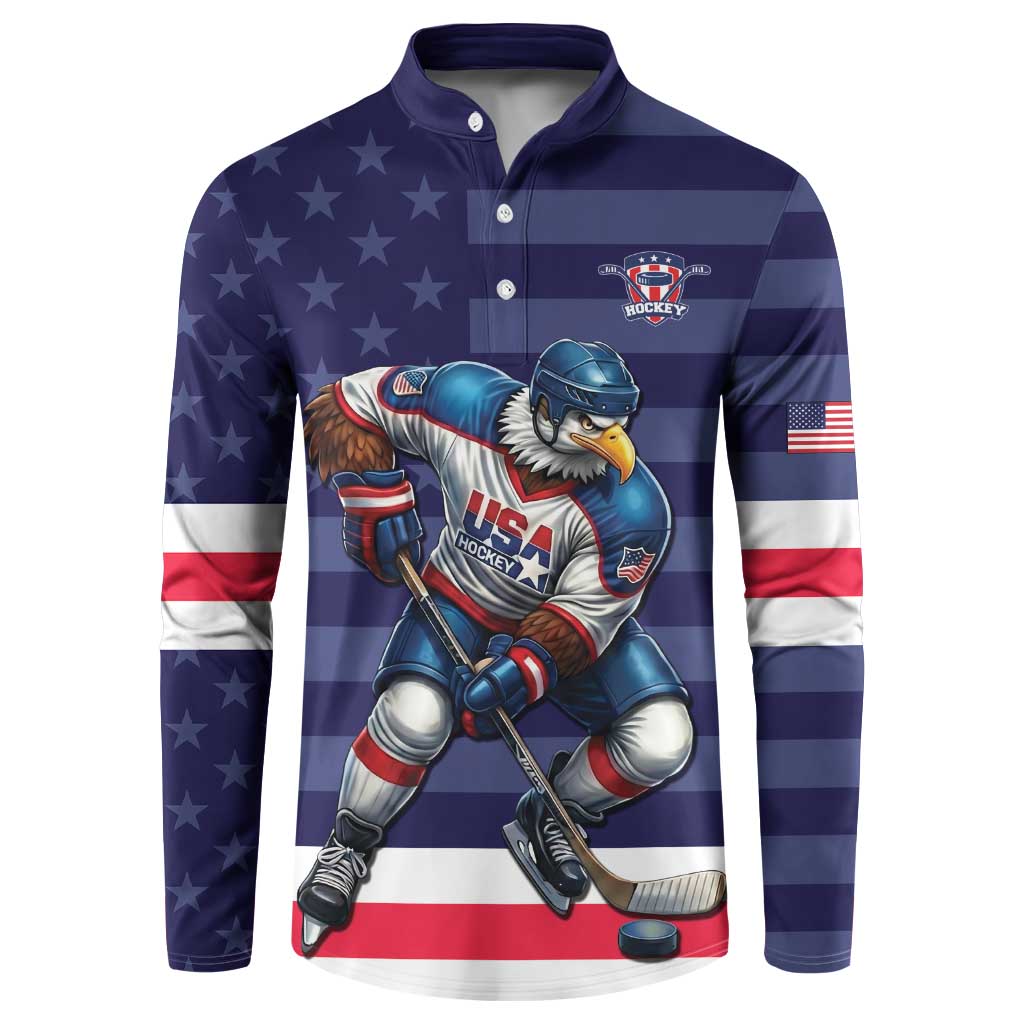 Custom USA Ice Hockey Button Sweatshirt United States Eagle Mascot Style
