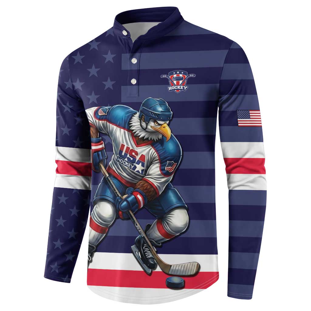 Custom USA Ice Hockey Button Sweatshirt United States Eagle Mascot Style