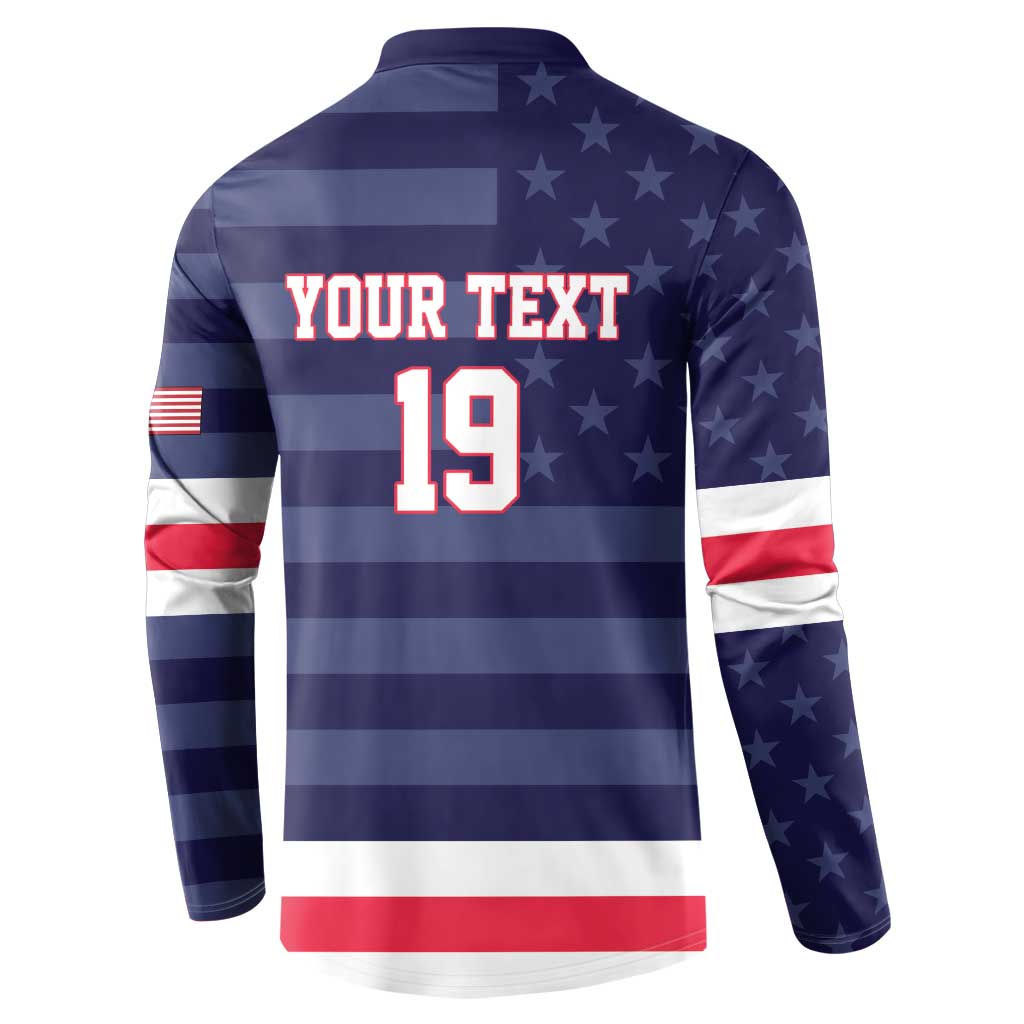 Custom USA Ice Hockey Button Sweatshirt United States Eagle Mascot Style