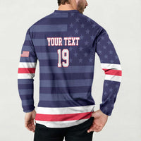 Custom USA Ice Hockey Button Sweatshirt United States Eagle Mascot Style