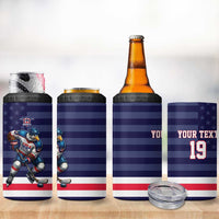 Custom USA Ice Hockey 4 in 1 Can Cooler Tumbler United States Eagle Mascot Style