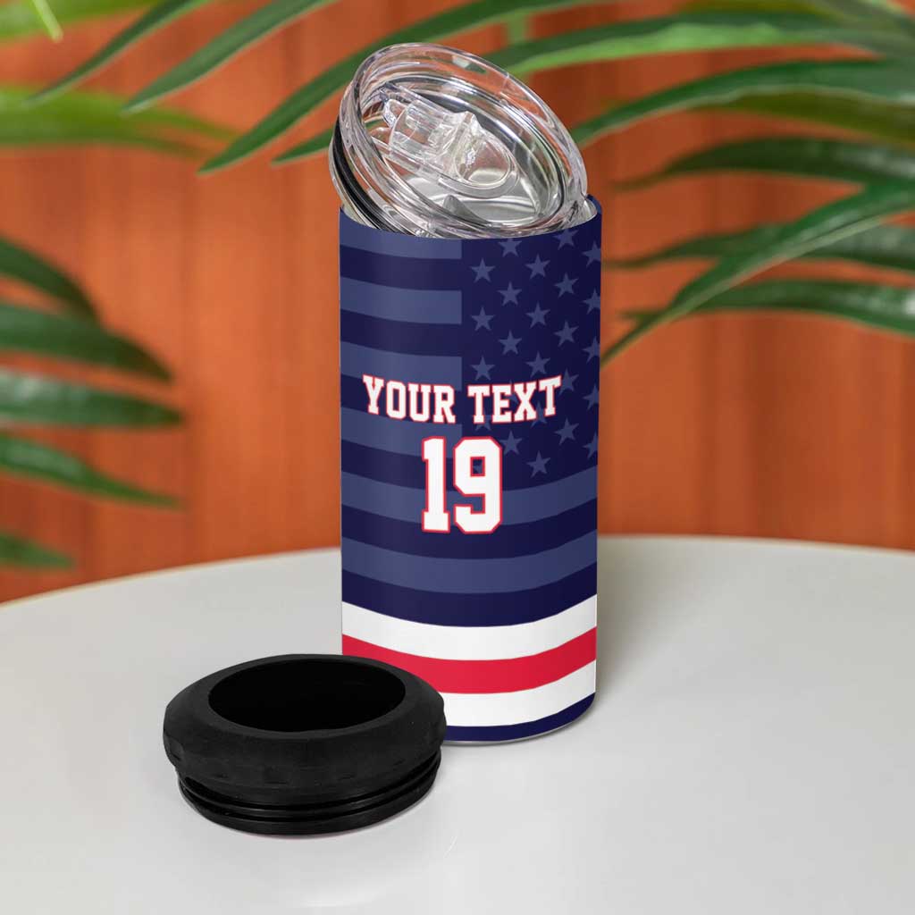 Custom USA Ice Hockey 4 in 1 Can Cooler Tumbler United States Eagle Mascot Style