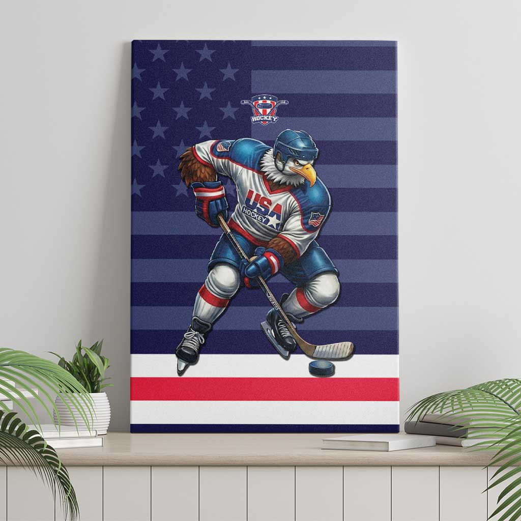 USA Ice Hockey Canvas Wall Art United States Eagle Mascot Style