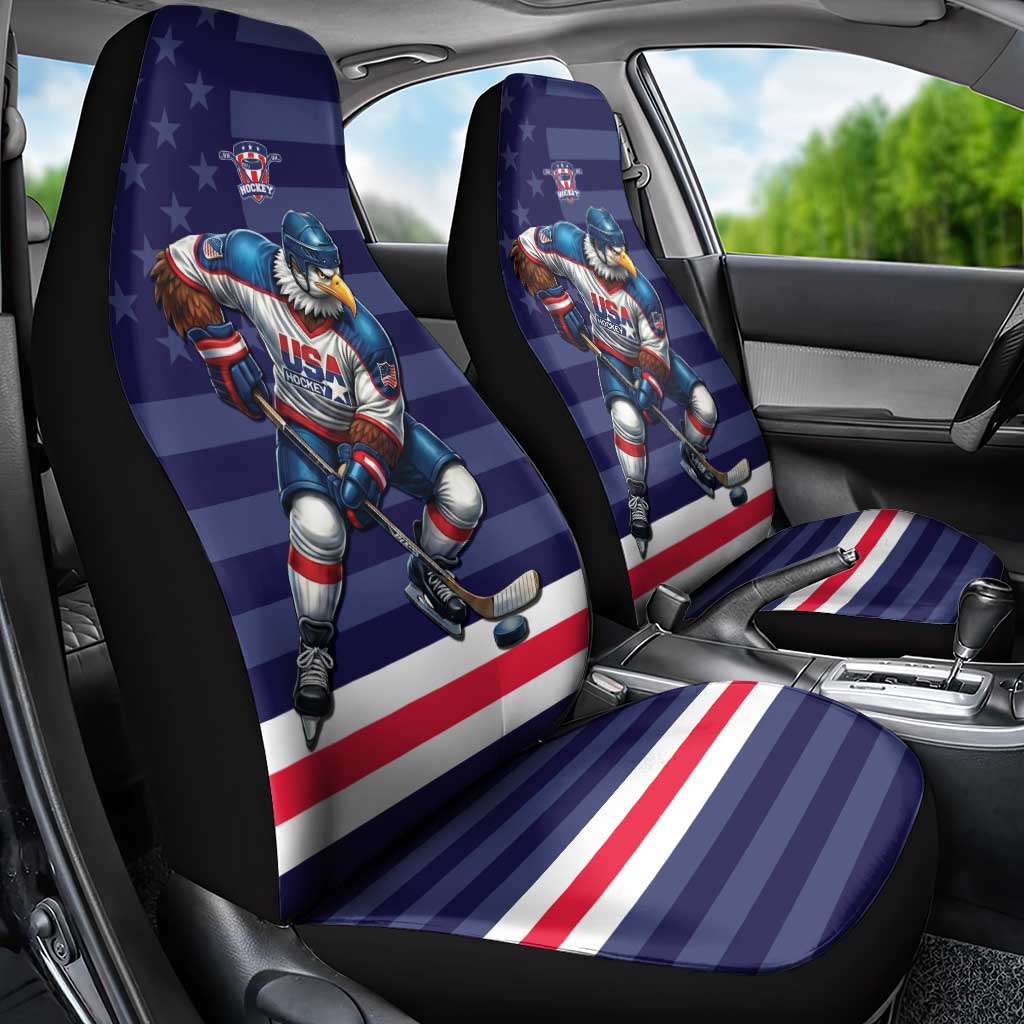USA Ice Hockey Car Seat Cover United States Eagle Mascot Style