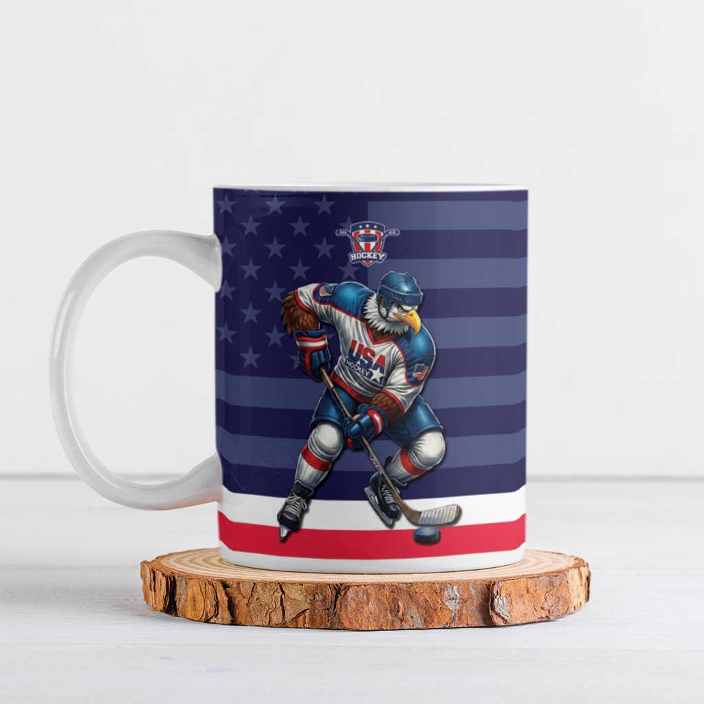 Custom USA Ice Hockey Ceramic Mug United States Eagle Mascot Style