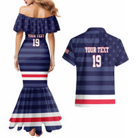 Custom USA Ice Hockey Couples Matching Mermaid Dress and Hawaiian Shirt United States Eagle Mascot Style