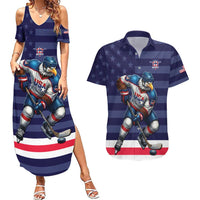 Custom USA Ice Hockey Couples Matching Summer Maxi Dress and Hawaiian Shirt United States Eagle Mascot Style