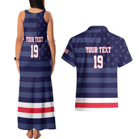 Custom USA Ice Hockey Couples Matching Tank Maxi Dress and Hawaiian Shirt United States Eagle Mascot Style