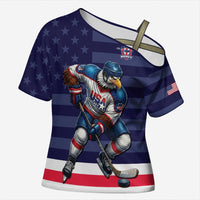 Custom USA Ice Hockey Cross Shoulder Shirt United States Eagle Mascot Style