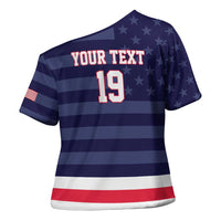 Custom USA Ice Hockey Cross Shoulder Shirt United States Eagle Mascot Style