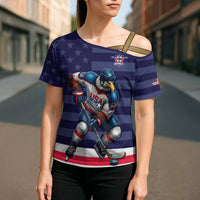 Custom USA Ice Hockey Cross Shoulder Shirt United States Eagle Mascot Style