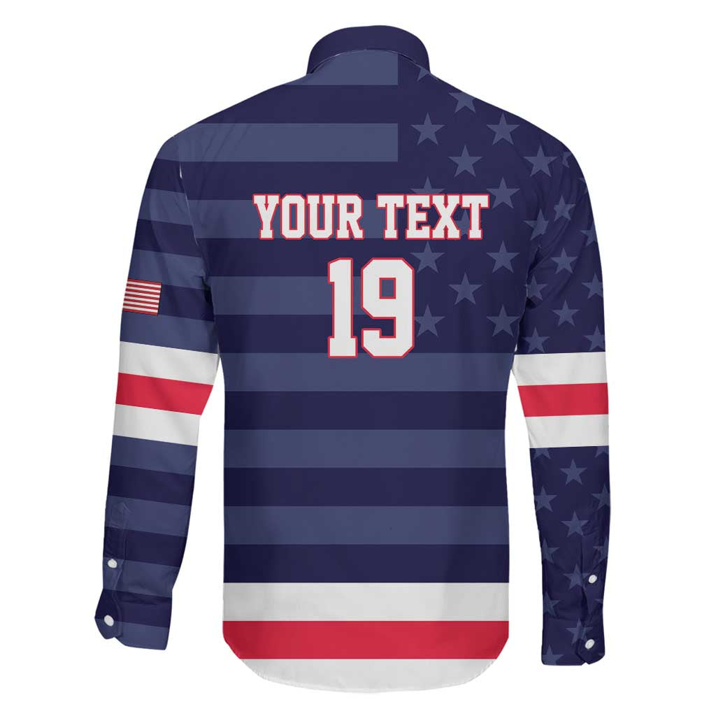 Custom USA Ice Hockey Family Matching Off The Shoulder Long Sleeve Dress and Hawaiian Shirt United States Eagle Mascot Style