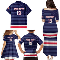 Custom USA Ice Hockey Family Matching Puletasi and Hawaiian Shirt United States Eagle Mascot Style