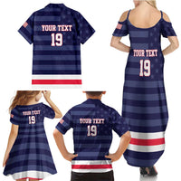 Custom USA Ice Hockey Family Matching Summer Maxi Dress and Hawaiian Shirt United States Eagle Mascot Style