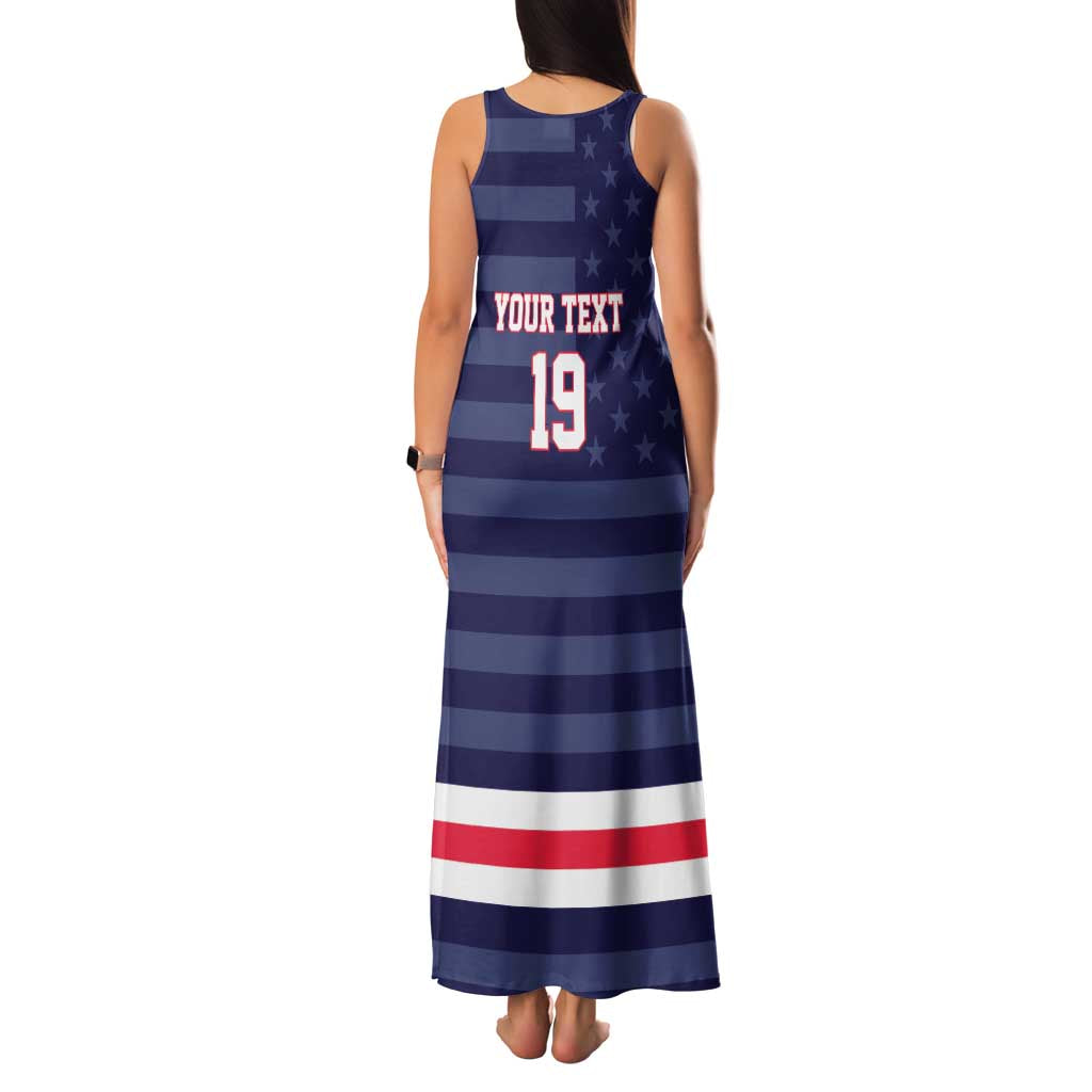 Custom USA Ice Hockey Family Matching Tank Maxi Dress and Hawaiian Shirt United States Eagle Mascot Style