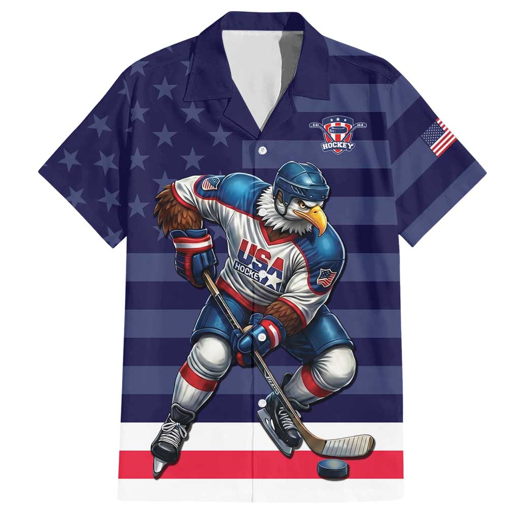 Custom USA Ice Hockey Hawaiian Shirt United States Eagle Mascot Style