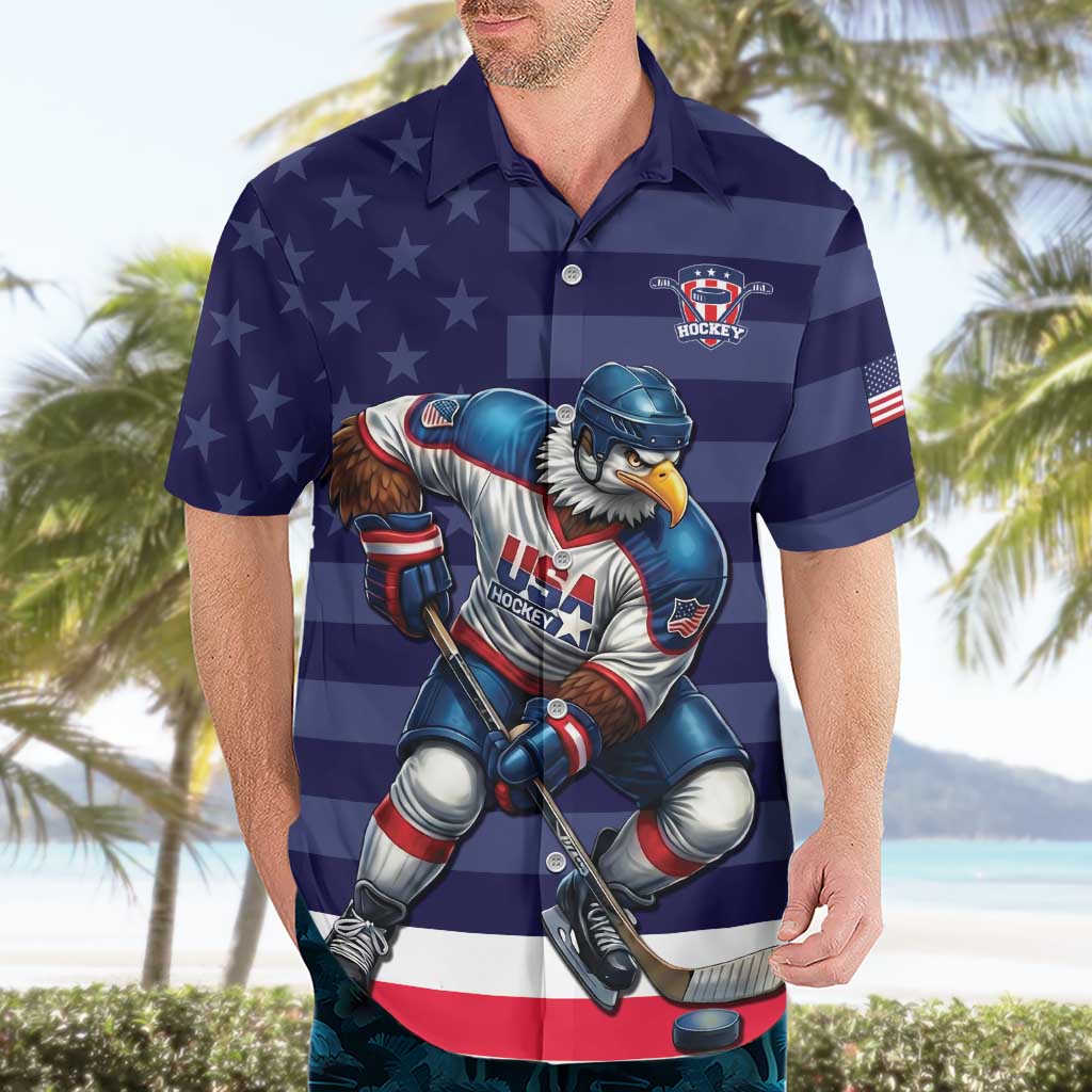 Custom USA Ice Hockey Hawaiian Shirt United States Eagle Mascot Style