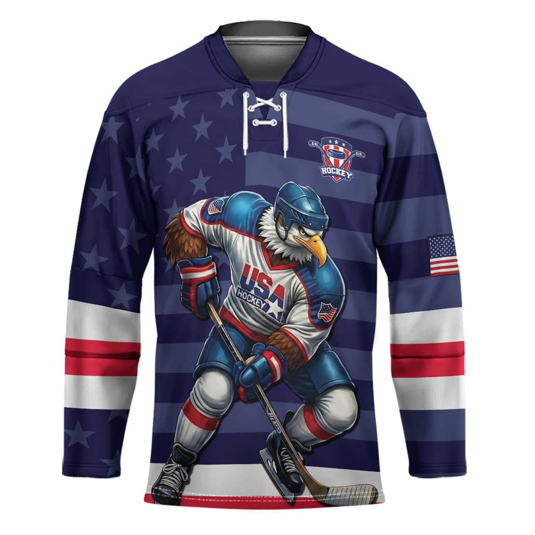 Custom USA Ice Hockey Hockey Jersey United States Eagle Mascot Style