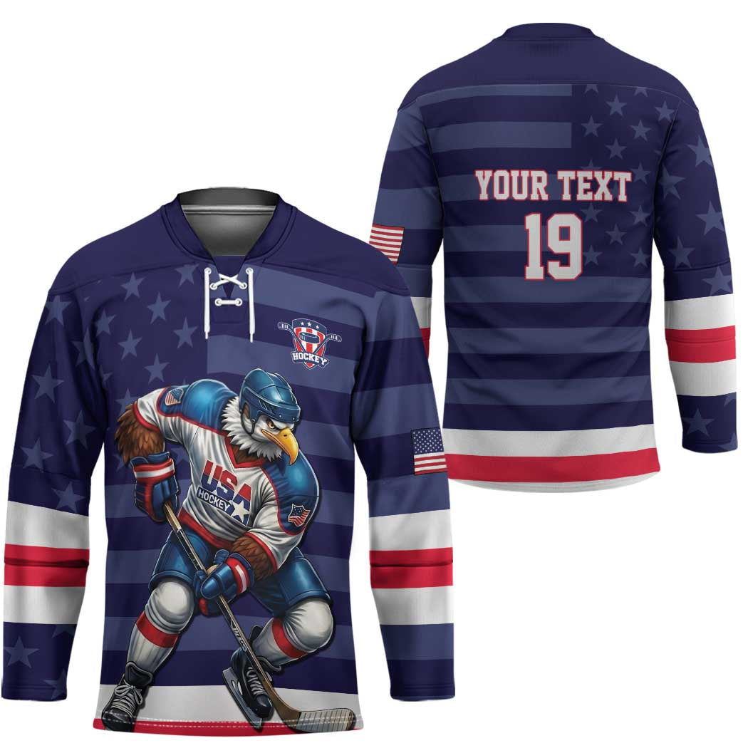 Custom USA Ice Hockey Hockey Jersey United States Eagle Mascot Style