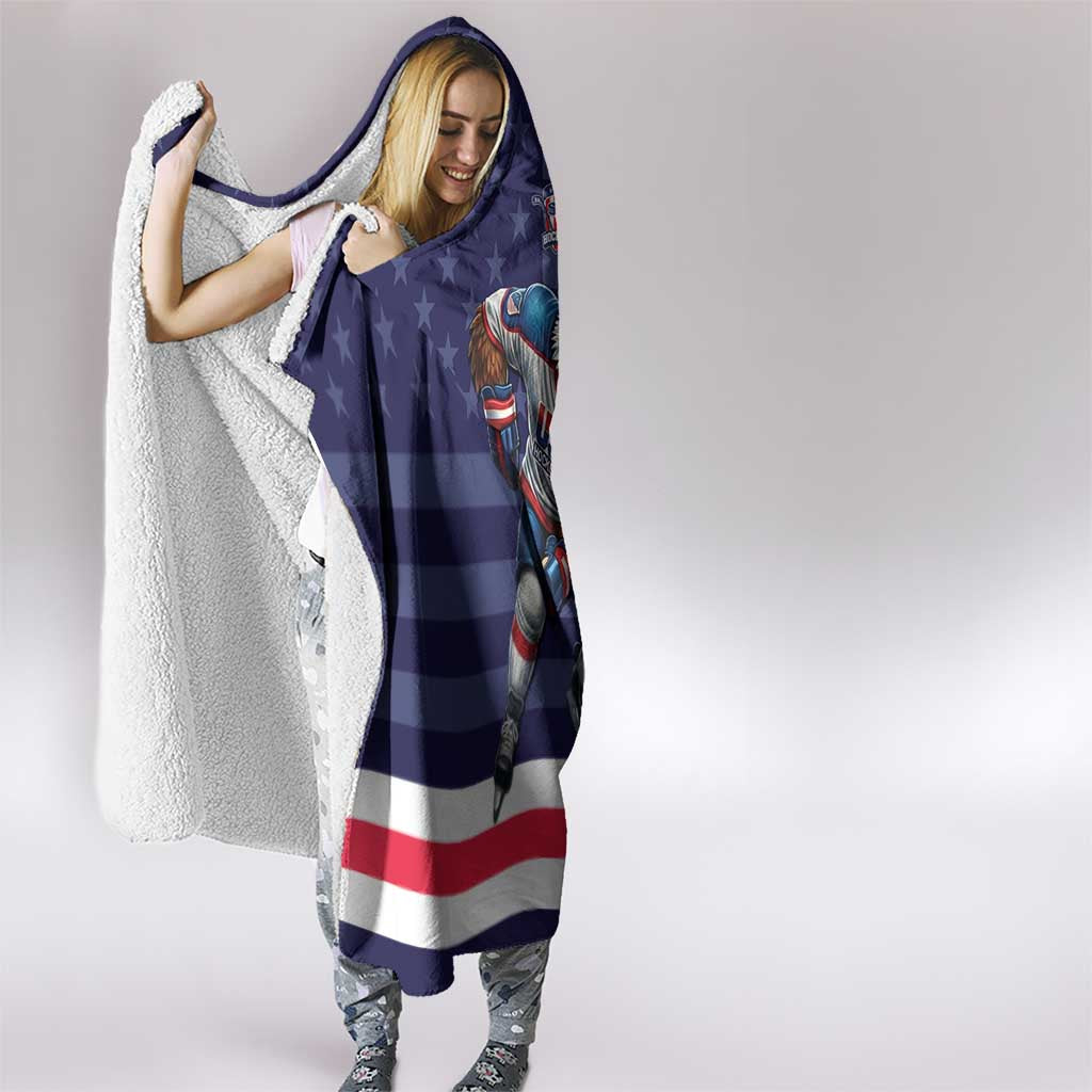 USA Ice Hockey Hooded Blanket United States Eagle Mascot Style