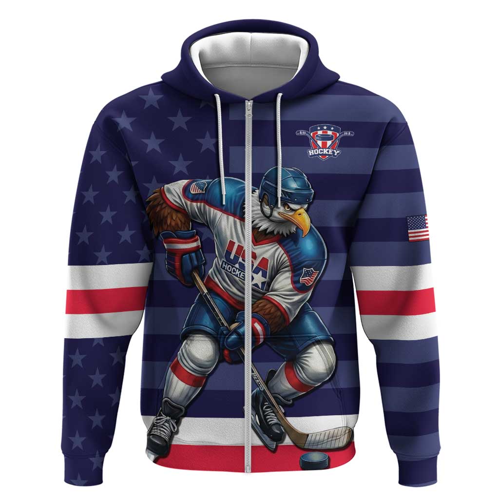 Custom USA Ice Hockey Hoodie United States Eagle Mascot Style