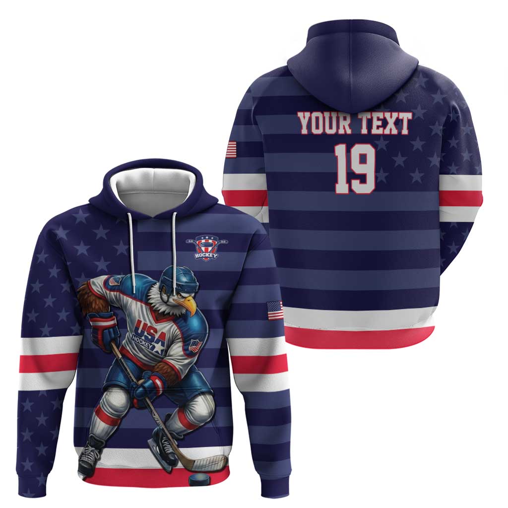 Custom USA Ice Hockey Hoodie United States Eagle Mascot Style