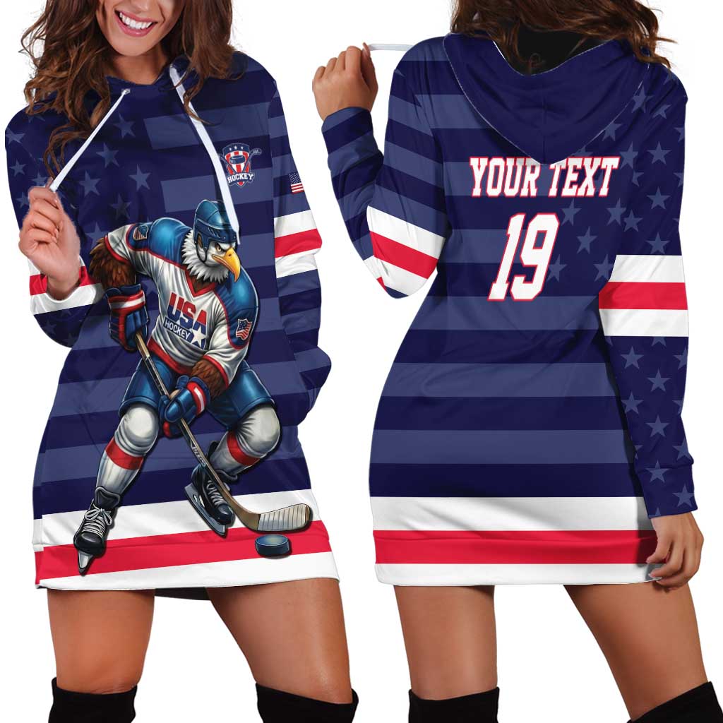 Custom USA Ice Hockey Hoodie Dress United States Eagle Mascot Style