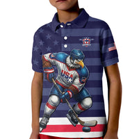Custom USA Ice Hockey Kid Polo Shirt United States Eagle Mascot Style