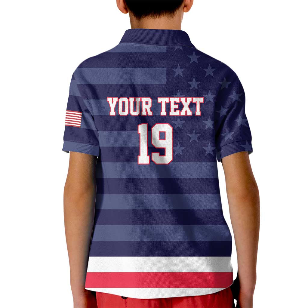 Custom USA Ice Hockey Kid Polo Shirt United States Eagle Mascot Style