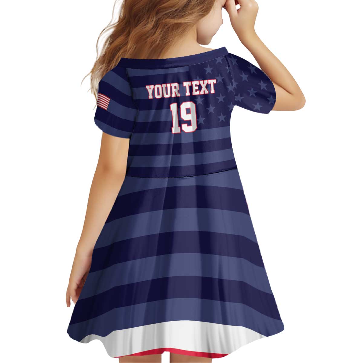 Custom USA Ice Hockey Kid Short Sleeve Dress United States Eagle Mascot Style