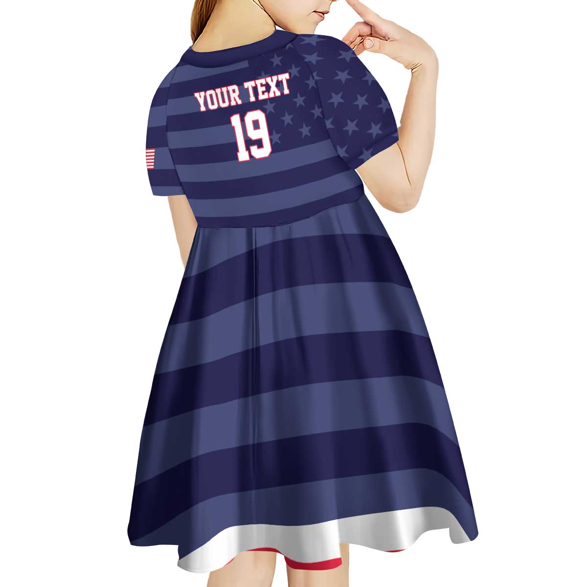Custom USA Ice Hockey Kid Short Sleeve Dress United States Eagle Mascot Style