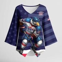 Custom USA Ice Hockey Kimono Sleeve Blouse United States Eagle Mascot Style