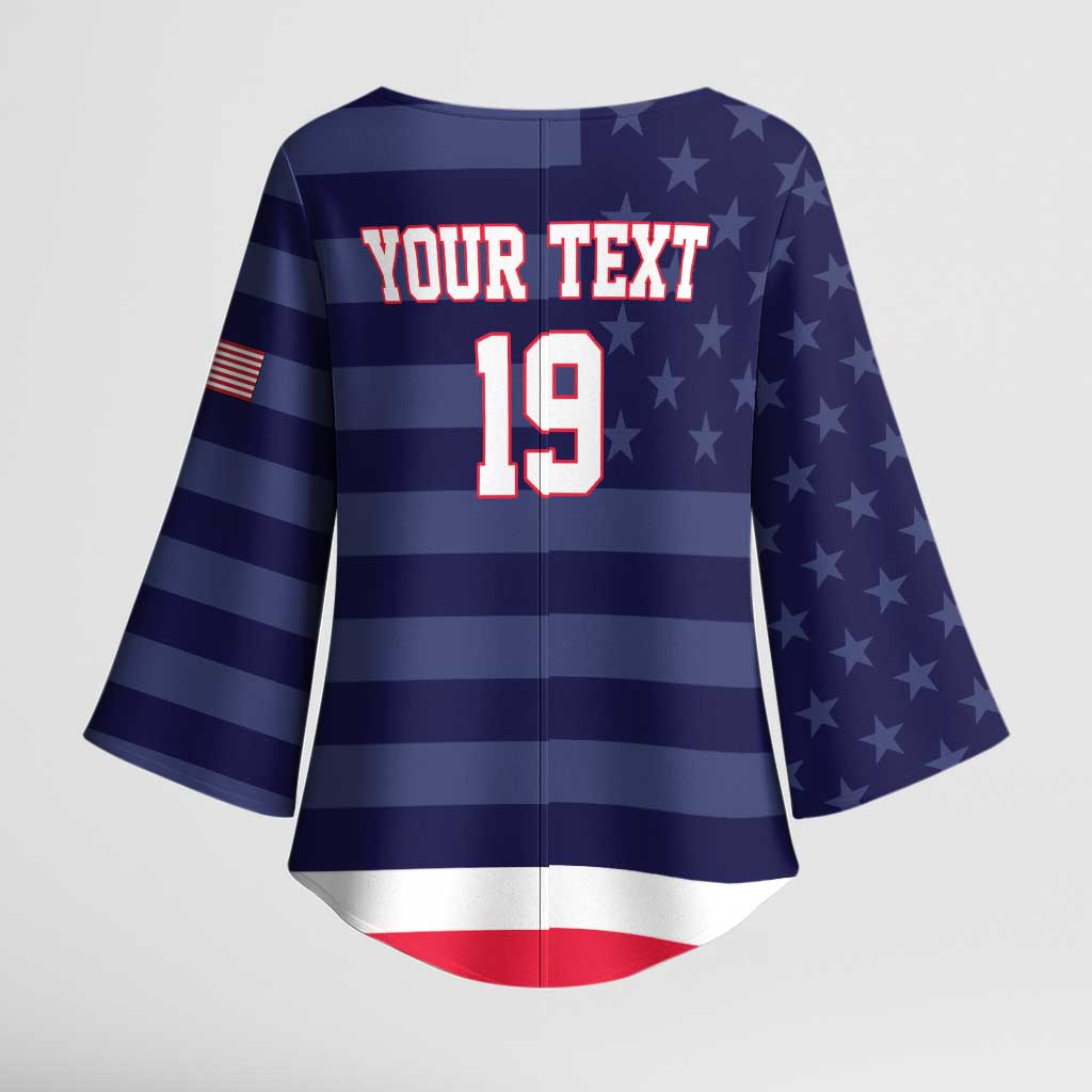 Custom USA Ice Hockey Kimono Sleeve Blouse United States Eagle Mascot Style