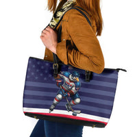USA Ice Hockey Leather Tote Bag United States Eagle Mascot Style