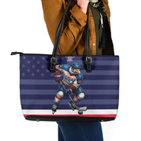 USA Ice Hockey Leather Tote Bag United States Eagle Mascot Style