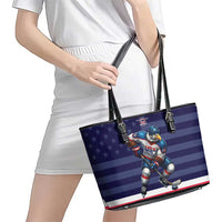 USA Ice Hockey Leather Tote Bag United States Eagle Mascot Style