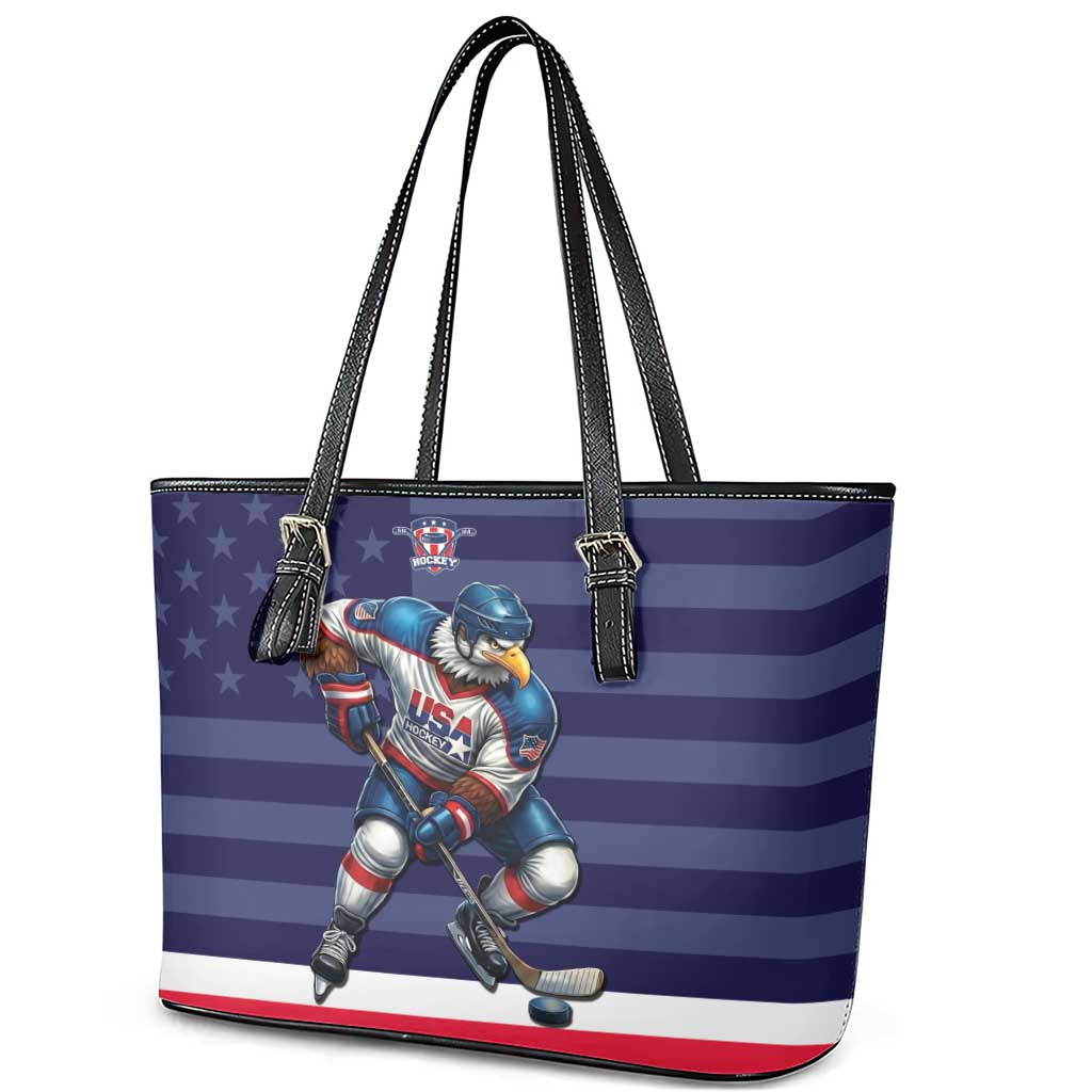 USA Ice Hockey Leather Tote Bag United States Eagle Mascot Style