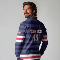 Custom USA Ice Hockey Long Sleeve Polo Shirt United States Eagle Mascot Style