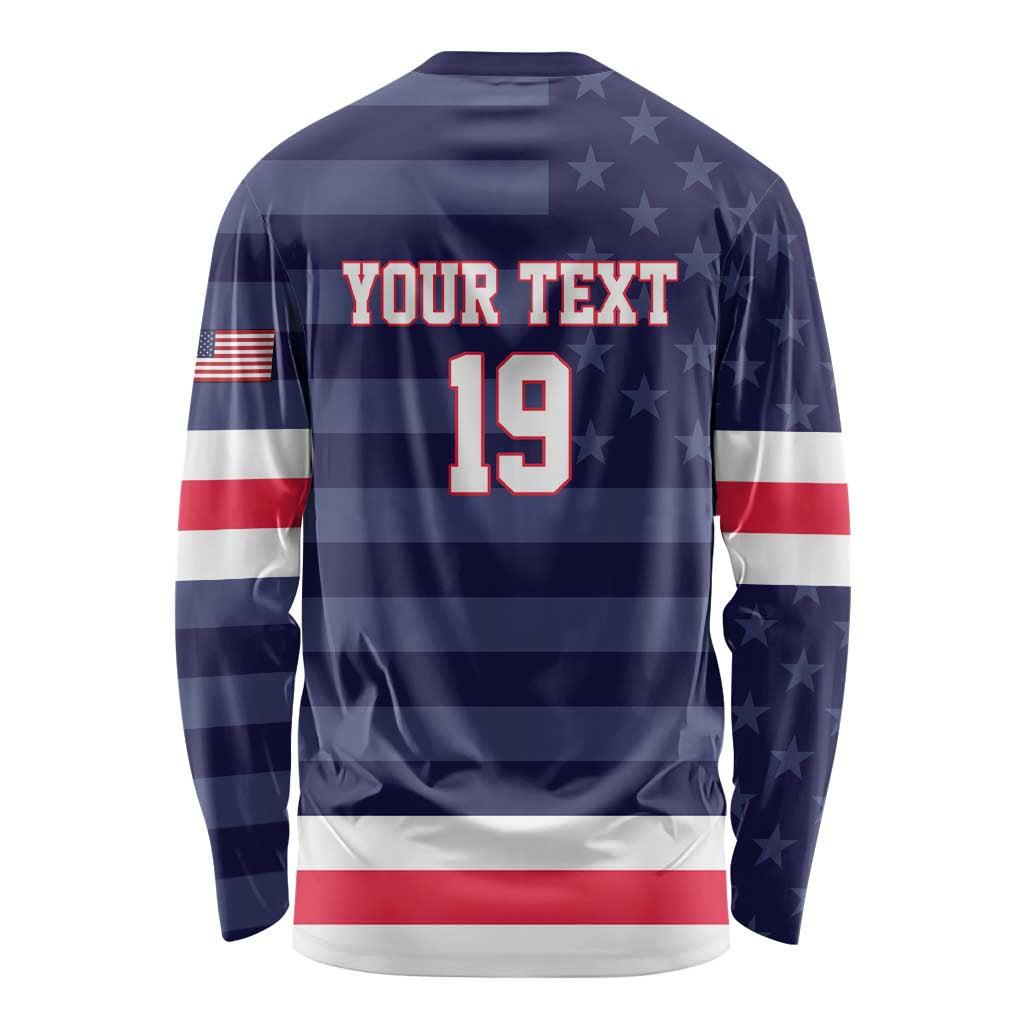Custom USA Ice Hockey Long Sleeve Shirt United States Eagle Mascot Style