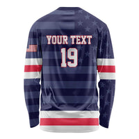 Custom USA Ice Hockey Long Sleeve Shirt United States Eagle Mascot Style