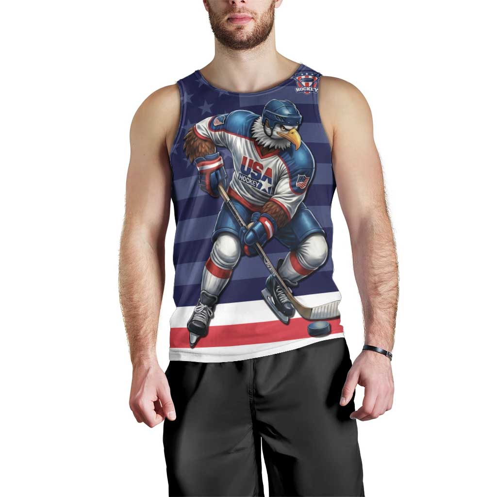 Custom USA Ice Hockey Men Tank Top United States Eagle Mascot Style