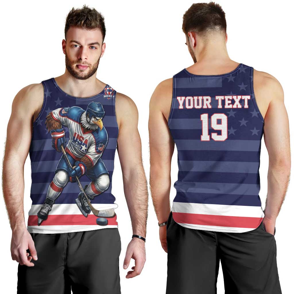 Custom USA Ice Hockey Men Tank Top United States Eagle Mascot Style