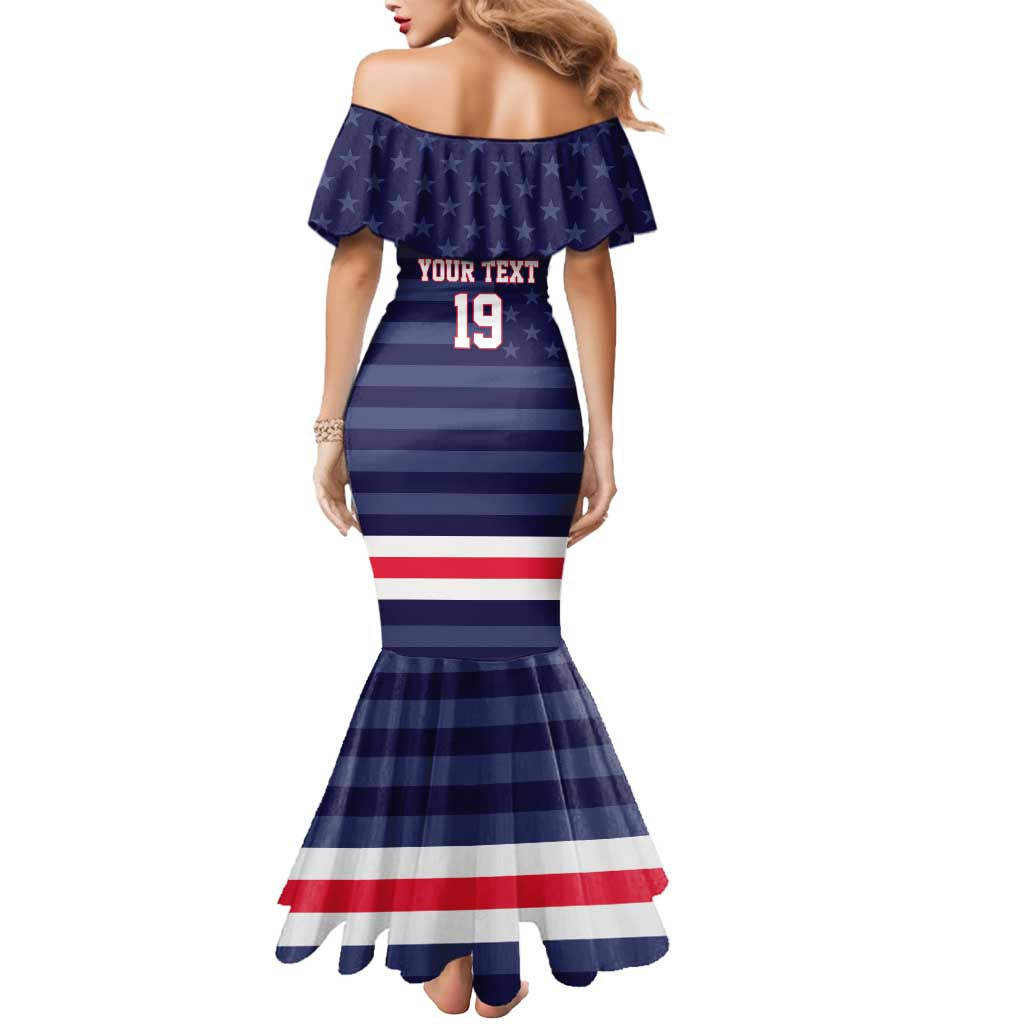 Custom USA Ice Hockey Mermaid Dress United States Eagle Mascot Style