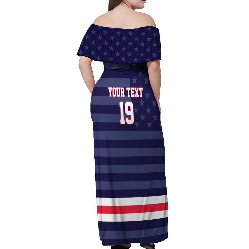 Custom USA Ice Hockey Off Shoulder Maxi Dress United States Eagle Mascot Style